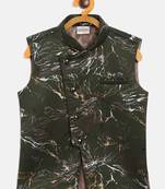  Green Cotton Blend Nehru Jacket