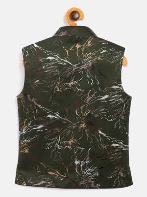  Green Cotton Blend Nehru Jacket 2