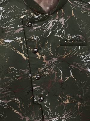  Green Cotton Blend Nehru Jacket 3