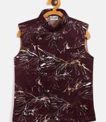  Maroon Cotton Blend Nehru Jacket