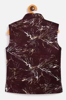  Maroon Cotton Blend Nehru Jacket