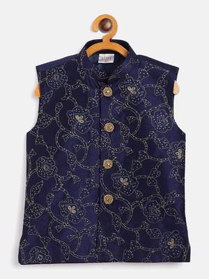 Boys' Navy Blue Nehru Jacket 1