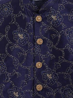 Boys' Navy Blue Nehru Jacket 3