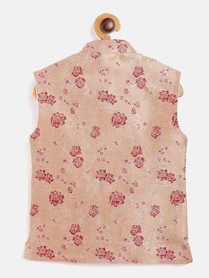 Maroon woven silk blend boys-nehru-jacket 2