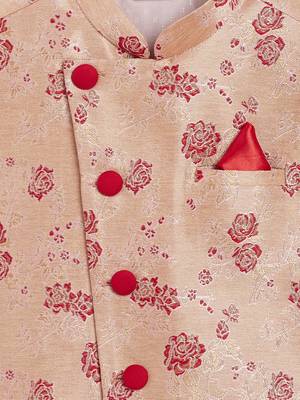 Maroon woven silk blend boys-nehru-jacket 3
