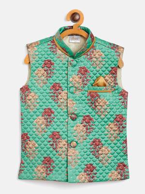  Green Silk Blend Nehru Jacket 2