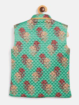  Green Silk Blend Nehru Jacket 3