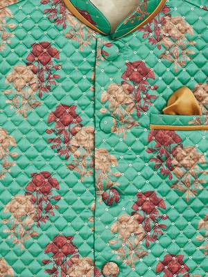  Green Silk Blend Nehru Jacket 4