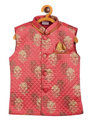  Pink Silk Blend Nehru Jacket 1