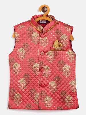  Pink Silk Blend Nehru Jacket 2
