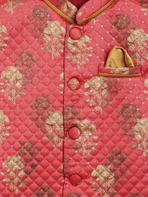  Pink Silk Blend Nehru Jacket 4