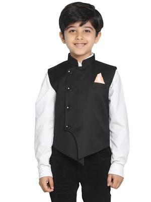  Black Cotton Blend Nehru Jacket 1