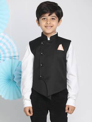  Black Cotton Blend Nehru Jacket 2