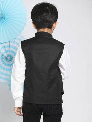  Black Cotton Blend Nehru Jacket 4