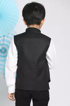  Black Cotton Blend Nehru Jacket