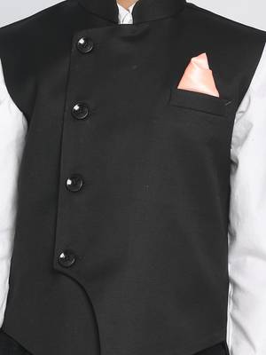  Black Cotton Blend Nehru Jacket 5