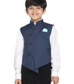  Navy Blue Cotton Blend Nehru Jacket