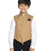  Beige Cotton Blend Nehru Jacket