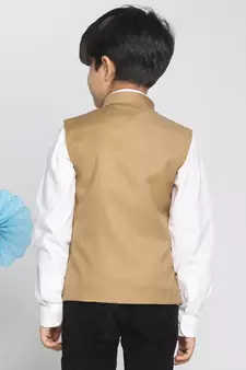  Beige Cotton Blend Nehru Jacket