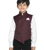  Maroon Cotton Blend Nehru Jacket