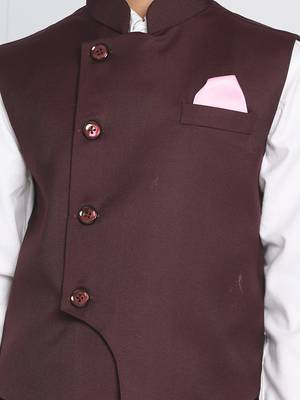  Maroon Cotton Blend Nehru Jacket 5