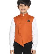  Orange Cotton Blend Nehru Jacket