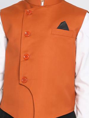  Orange Cotton Blend Nehru Jacket 5