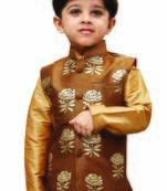 Boys Coffee Brown Silk Blend Nehru Jacket