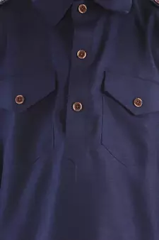 Boys Navy Blue Cotton Blend Pathani Kurta Set