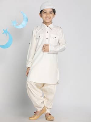  Cream Pathani Kurta Set 2
