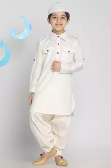  Cream Pathani Kurta Set