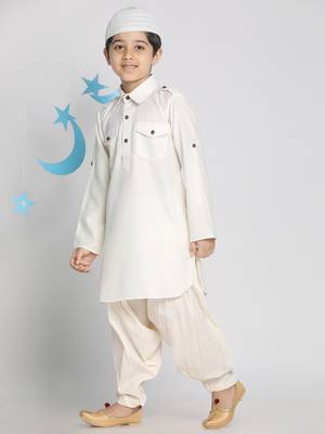  Cream Pathani Kurta Set 3
