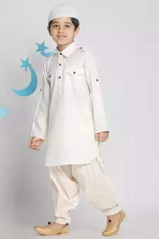  Cream Pathani Kurta Set