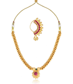 Traditional Maharashtrian Thusi (chokar) necklace with Nath combo set for women and girls 
