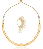 Traditional Maharashtrian Thusi (chokar) necklace with Nath combo set for women and girls 