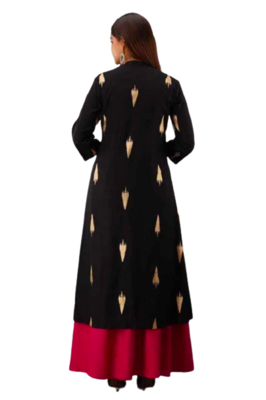 Black&Pink Combination Of Rayon FabricTop Skirt & jacket  3