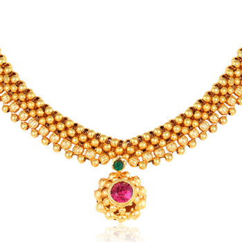 Traditional Maharashtrian Thusi (chokar) necklace with Nath combo set for women and girls  3