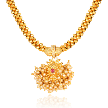 Traditional Maharashtrian Thusi (chokar) necklace with Nath combo set for women and girls  3