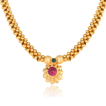 Traditional Maharashtrian Thusi (chokar) necklace with Nath combo set for women and girls  3