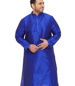 Men'S Blue Silk Blend Kurta