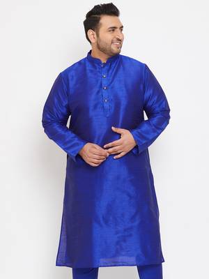 Men'S Blue Silk Blend Kurta 2
