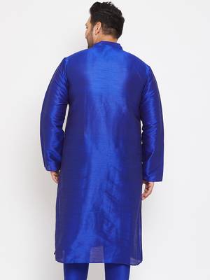 Men'S Blue Silk Blend Kurta 4