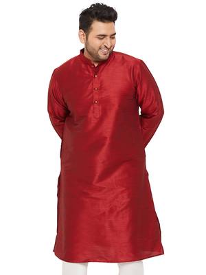 Men'S Maroon Silk Blend Kurta 1