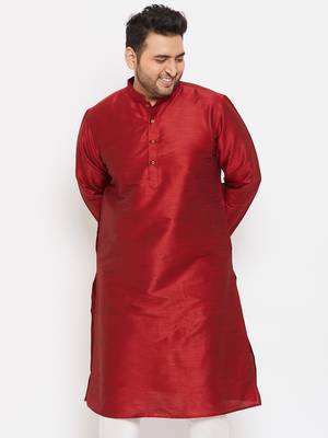Men'S Maroon Silk Blend Kurta 2