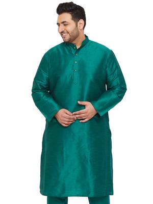 Men'S Green Silk Blend Kurta 1