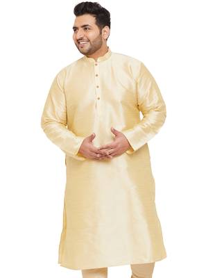 Men'S Gold Silk Blend Kurta 1