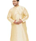 Men'S Gold Silk Blend Kurta