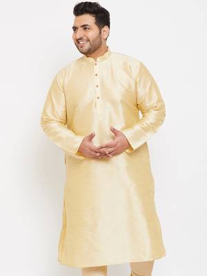 Men'S Gold Silk Blend Kurta 2