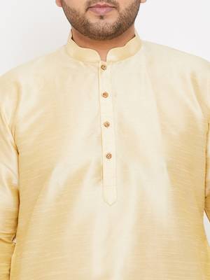 Men'S Gold Silk Blend Kurta 5