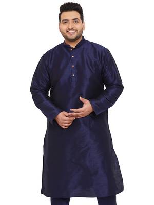 Navy Blue Silk Blend Kurta 1